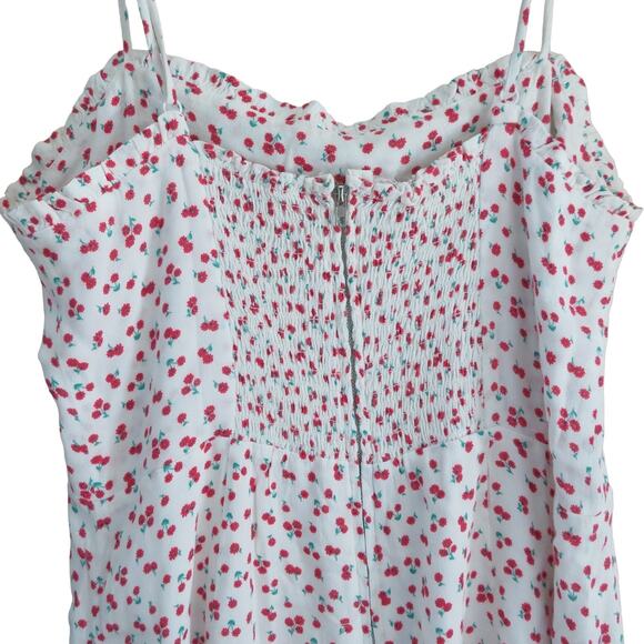 Olivaceous 90s Mini Dress Tank Floral Sleeveless Back Zip White Red L NWOT - Picture 4 of 15